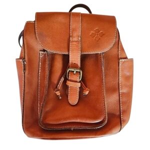 Patricia Nash Heritage Aberdeen Leather Backpack Cognac Brown Shoulder Bag